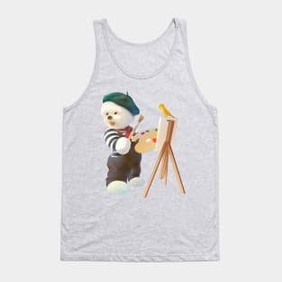 Cute Puppy Artist With Brush and Palette Tank Top